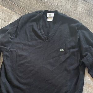 Lacoste Classic Black V-Neck Pullover sweater size 7